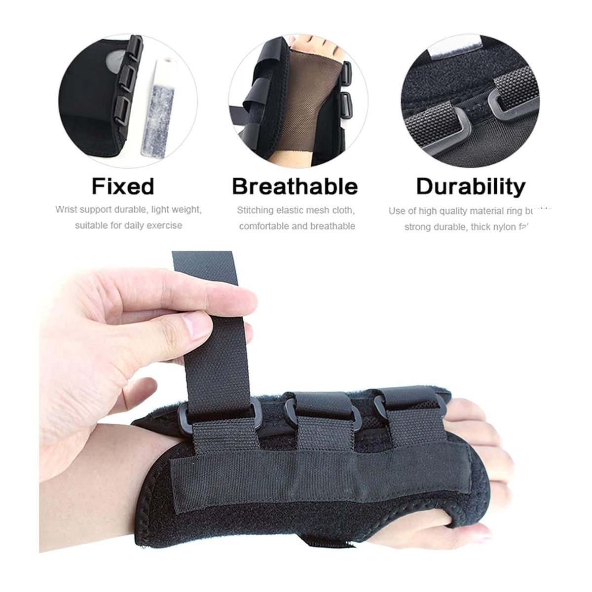 Adjustable Wrist Brace Right Hand Support with Removable Splint – Compression Wrist Stabilizer for Sprains, Strains & Daily Support (Medium)