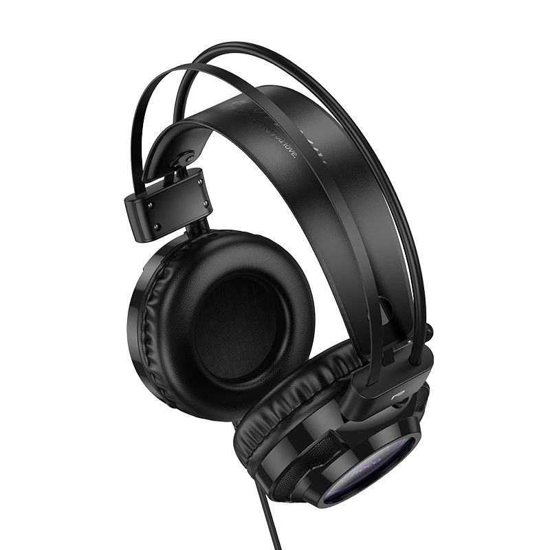 Hoco W110 RGB Wired Gaming Headset with 50mm Drivers, Microphone & 2m Cable – Black