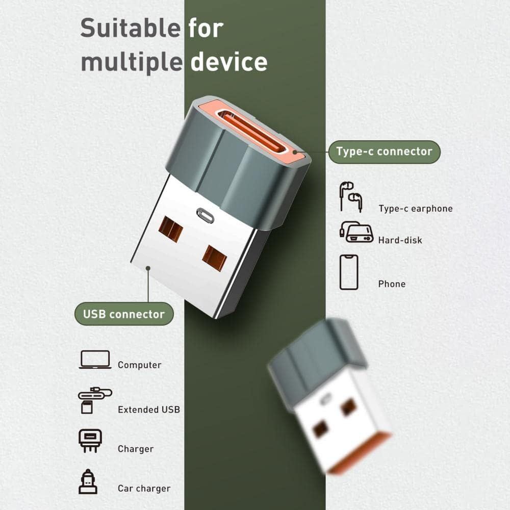 USB Type-C Female to USB-A Male OTG Adapter | USB-C Fast Data Transfer Converter for Laptop, PC & Charger