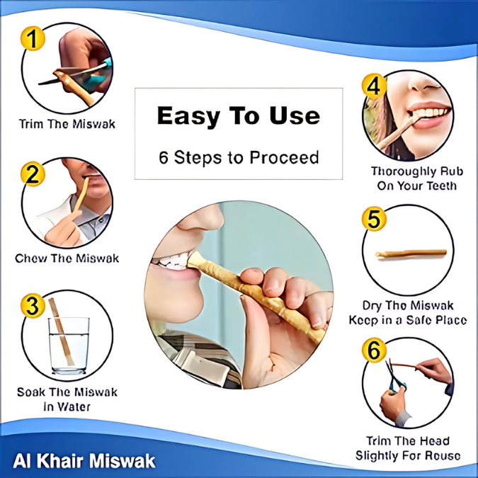 Al Khair Olive Miswak Thick Natural Toothbrush - Premium Herbal Olive Wood Teeth Cleaning Stick