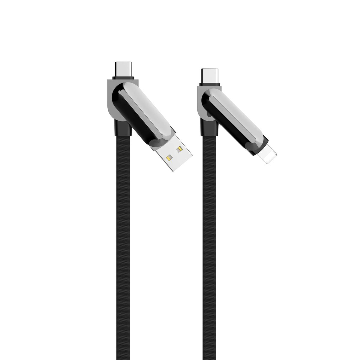 LDNIO LC25 100W 4-in-1 Fast Charging Data Cable | USB-A & USB-C to USB-C & Lightning | PD Fast Charge & Data Sync