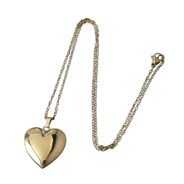 Gold-Tone Heart Shaped Pendant Necklace for Women – Elegant Fashion Jewelry