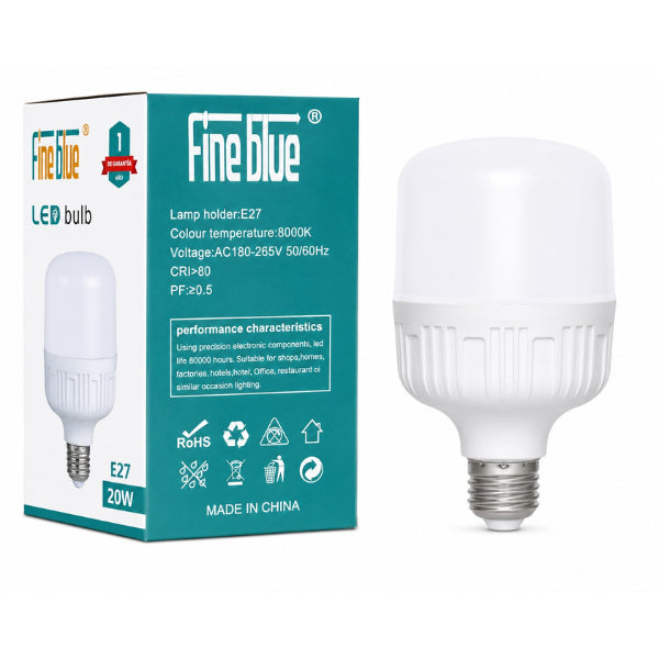 Fine Blue E27 20W LED Bulb – Super Bright Energy Saving Cool White Light for Home & Office