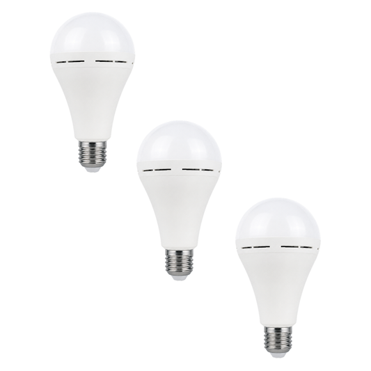 FineBlue 20W Rechargeable LED Emergency Bulb E27 Load Shedding Light - Cool White 6500K | 3 Pack