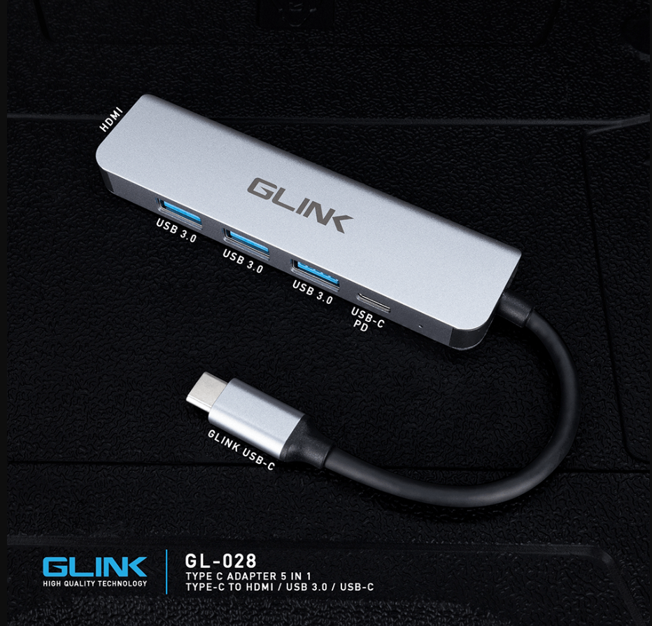 GLINK 5-in-1 USB-C Hub with 4K HDMI, 3 USB 3.0 Ports & 87W Power Delivery | Type-C Multiport Adapter for MacBook, Laptop, Tablet & PC