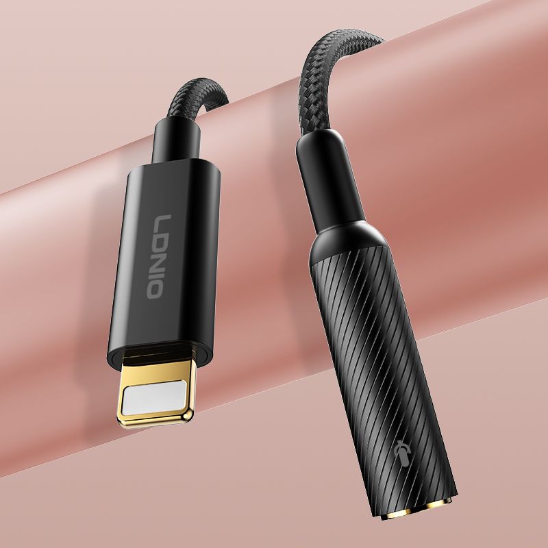 LDNIO LS-T90i Lightning to 3.5mm Audio Adapter Cable 130mm | Hi-Fi Headphone Jack Converter for iPhone & iPad