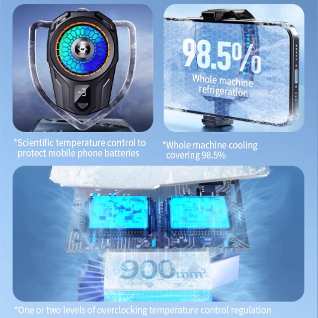 XO SL08 Mobile Phone Cooler – RGB Gaming Cooling Fan with Temperature Display, 2-Speed Semiconductor Radiator for iPhone & Android