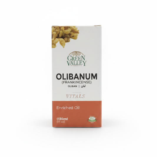 Green Valley Olibanum (Frankincense) Vitals Enriched Oil 30ml – Natural Frankincense Hair & Skin Care Oil
