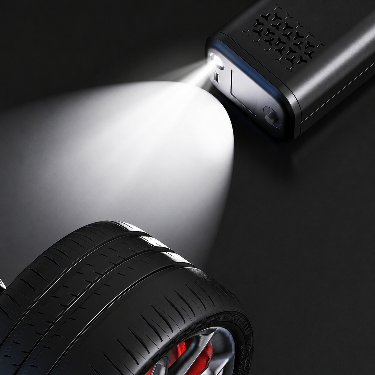 4-in-1 Cordless Car Vacuum Cleaner & Tyre Inflator – Portable Air Pump, Air Duster Blower with LCD Display