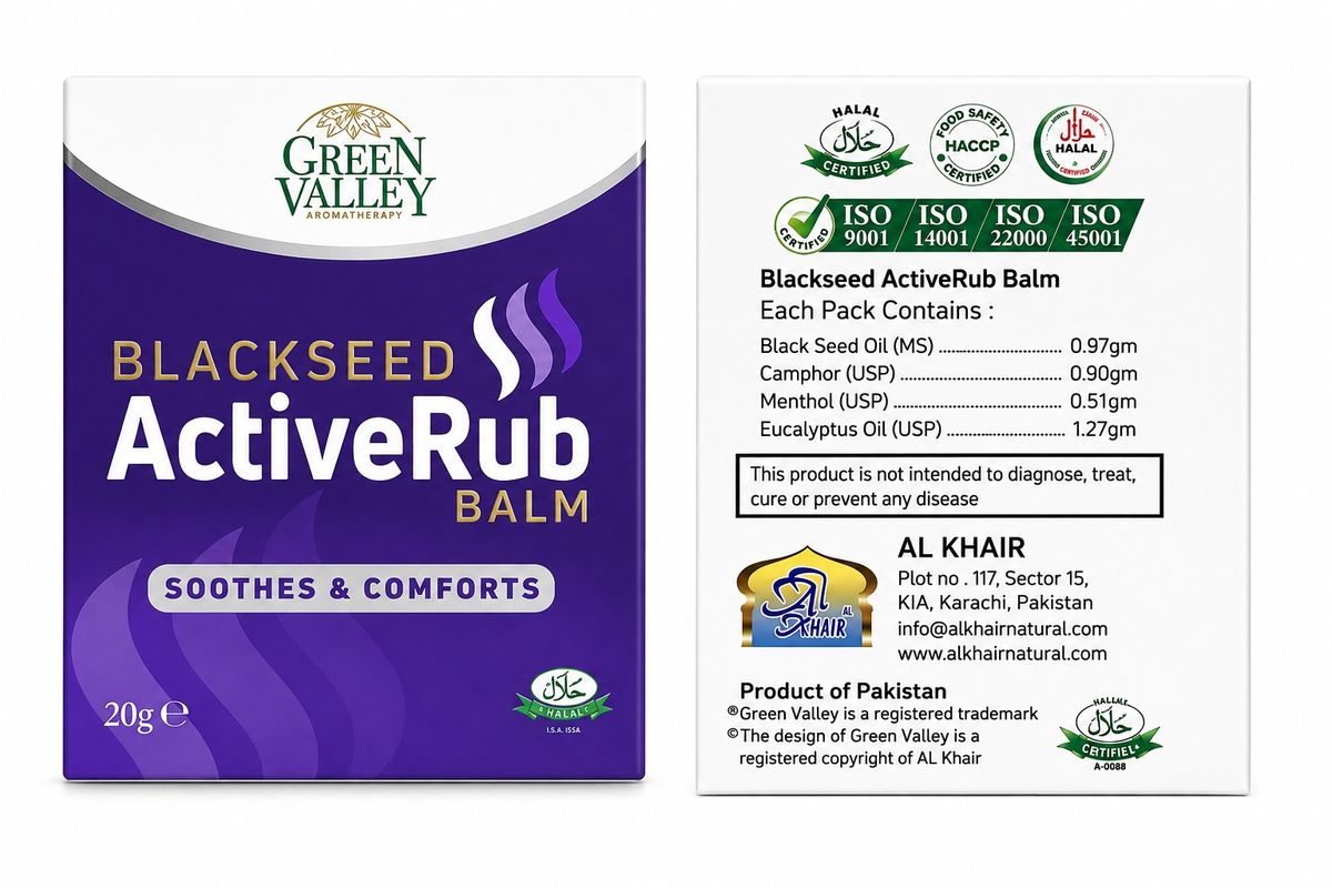 Green Valley Black Seed ActiveRub Balm 20g – Kalonji Soothing & Comfort Massage Balm