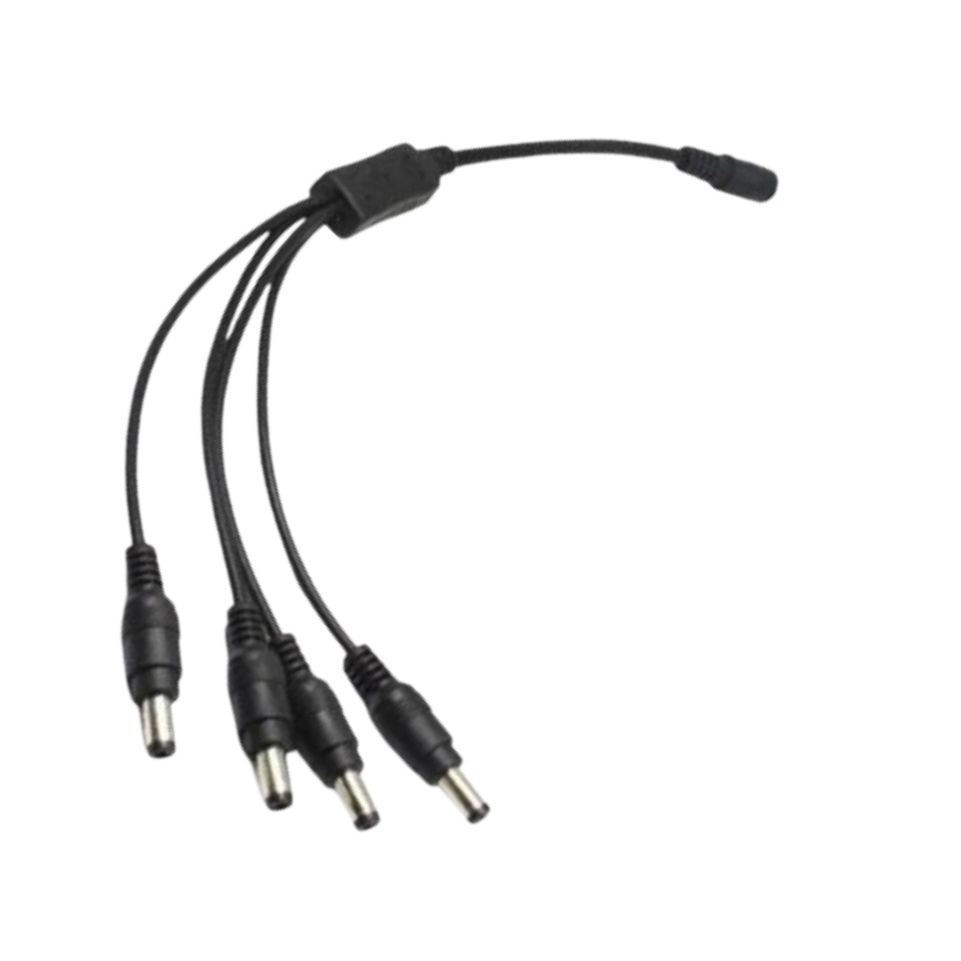 1-to-4 DC Power Splitter Cable for CCTV Cameras LED Lights and Devices