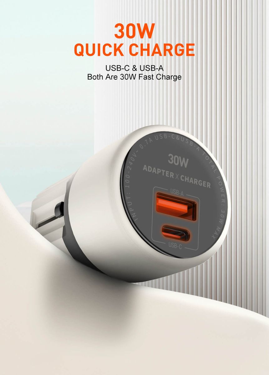 LDNIO Q2319 30W Universal Fast Charger with USB-C to Lightning Cable (1M) | USB-C PD & USB-A Travel Adapter