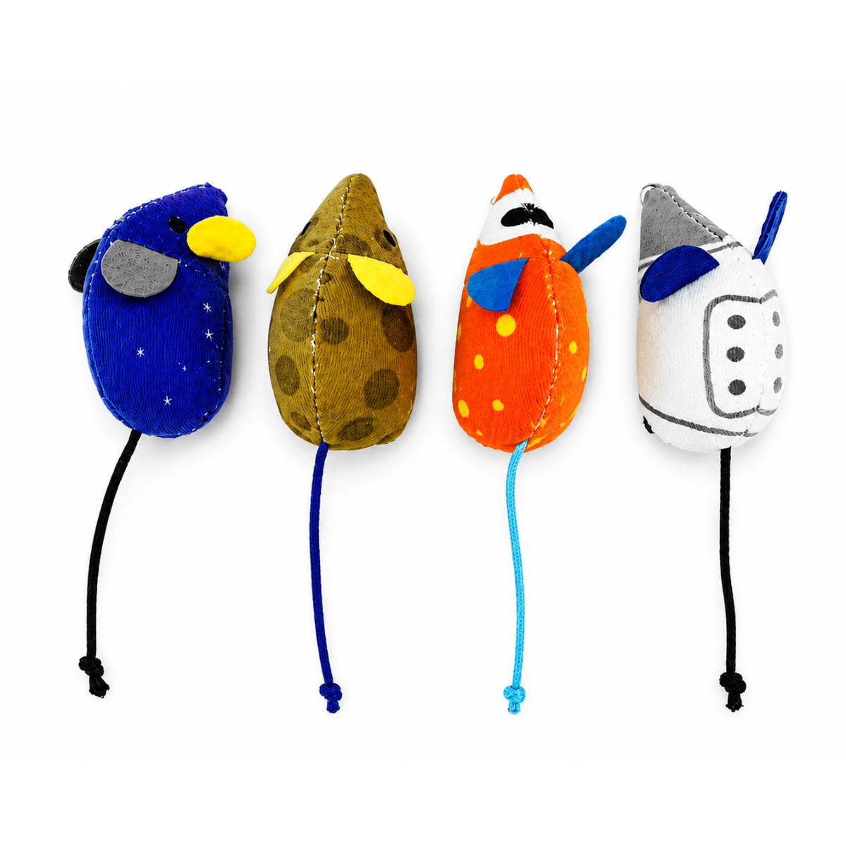 Interactive Cat Mouse Toys 4 Pack – Plush Mice with Tails for Indoor Cats, Satisfying & Interactive Play