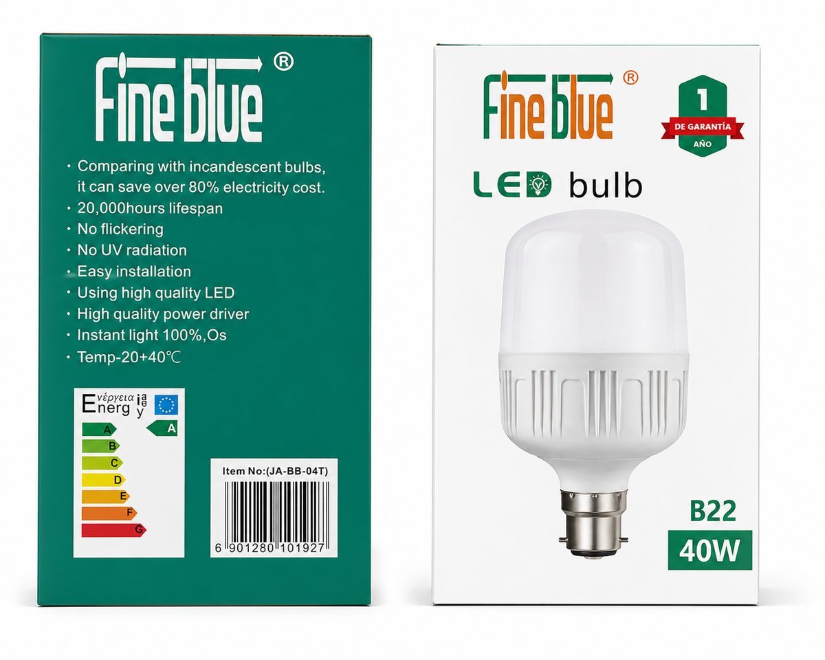 FineBlue 40W LED B22 Cool White Light Bulbs – Energy Saving Bright LED Lamp | Bayonet Cap | 2 Pack