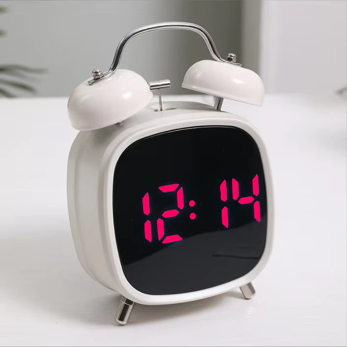 Digital Double Bell Alarm Clock with LED Display & Light-Up Table Clock – Bedside Desk Clock