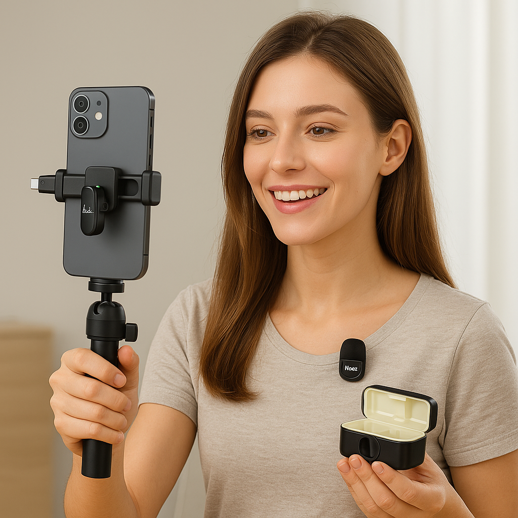 HOCO L22 Dual Wireless Lavalier Microphone | Magnetic & Clip-On Lapel Mic with ENC Noise Cancellation for iPhone, Android, YouTube, TikTok & Live Streaming