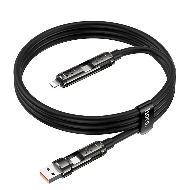 240W 4-in-1 LED Fast Charging & Data Cable | USB-A/USB-C to USB-C & Lightning Multi Charging Cable (1.2M)