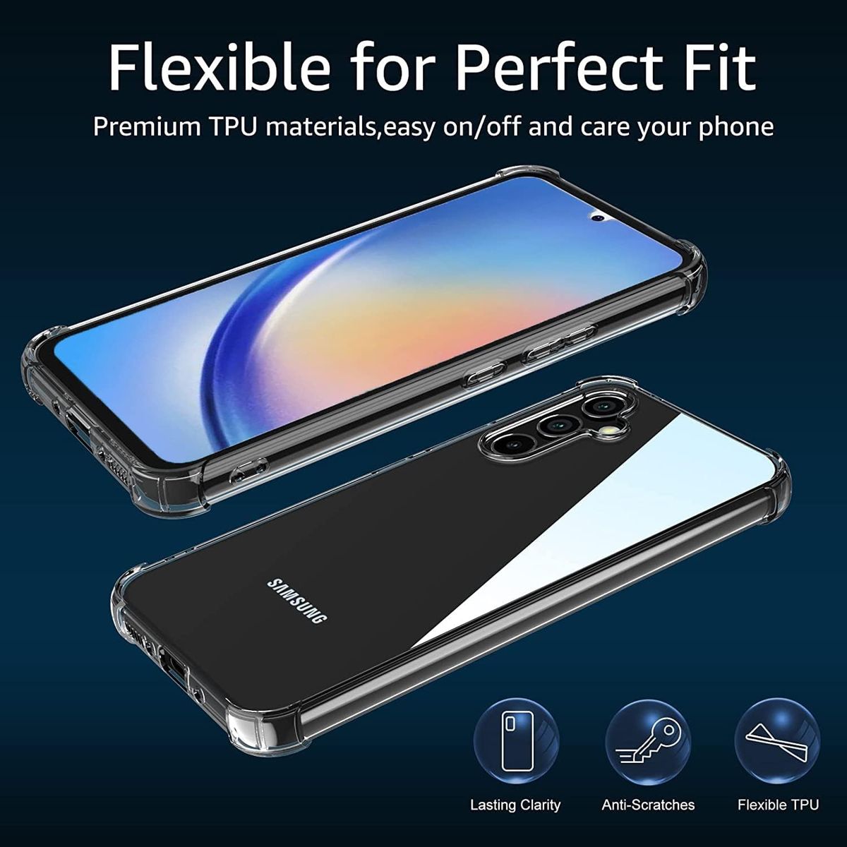 Samsung Galaxy A54 5G Premium Shockproof Clear Case | Anti-Yellow Transparent TPU Protective Back Cover with Air Cushion Corners