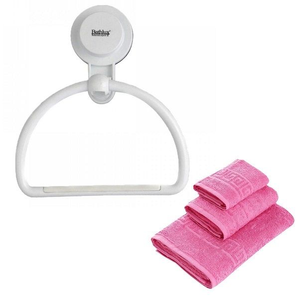Bathlux Half-Ring Towel Rack with Suction Cup | No-Drill Wall Mounted Bathroom Towel Holder (30145)