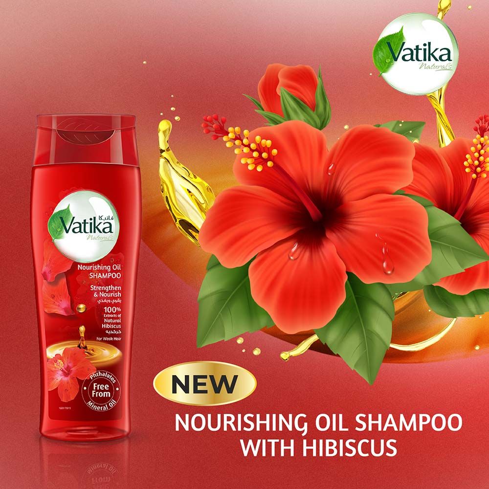 Vatika Naturals Hibiscus Nourishing Oil Shampoo 400ml | Strengthening Shampoo for Weak Hair