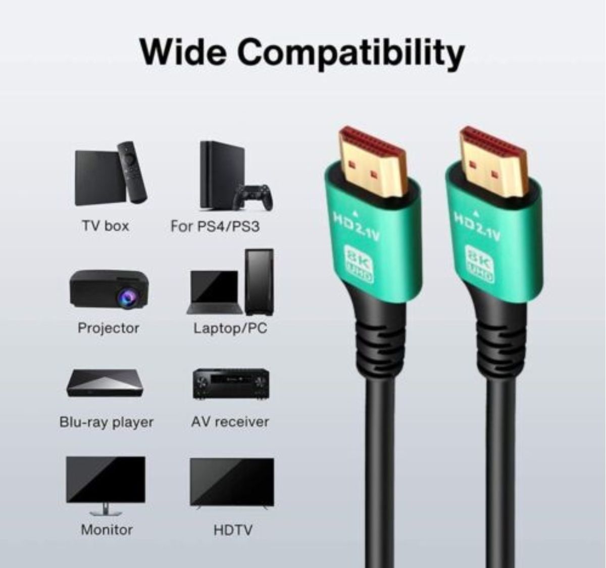 HDMI 2.1 Cable 1.8M 8K Ultra HD High-Speed HDMI Cable | 4K 120Hz, 8K 60Hz, eARC & HDR Compatible | Black