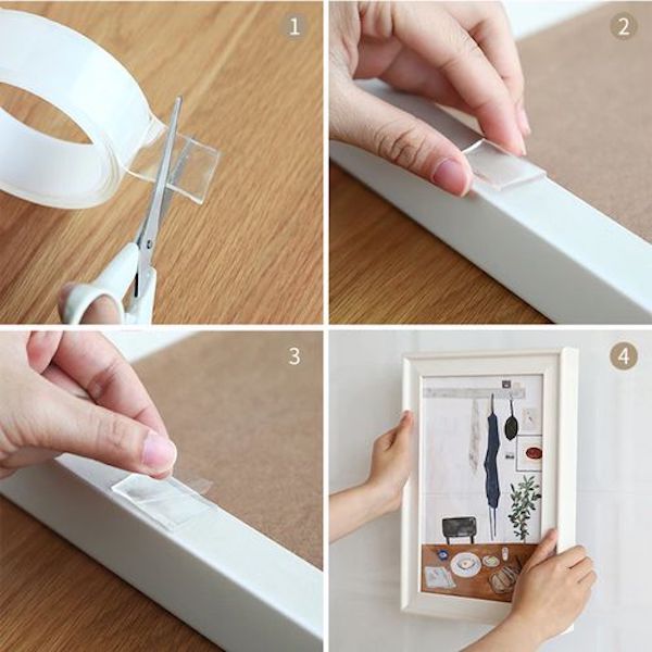 Heavy Duty Nano Grip Tape 2 Pack | Reusable Double-Sided Transparent Adhesive Wall Mount Tape