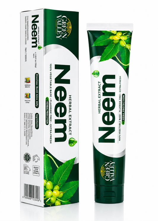Green Valley Herbal Neem Toothpaste 150g (Pack of 2) – Fluoride-Free Herbal Toothpaste for Fresh Breath & Daily Oral Care