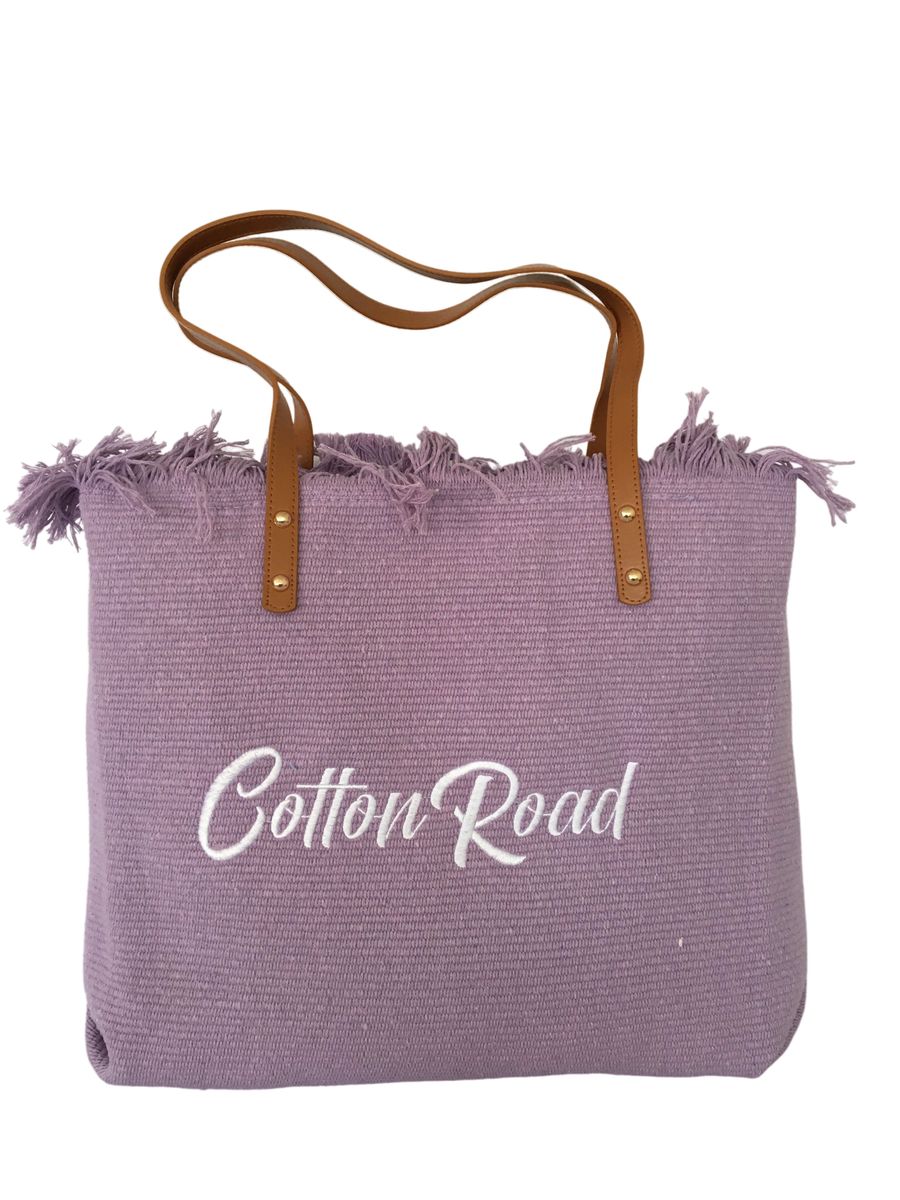 Cotton Road 15L Pure Cotton Tapestry Beach Bag - Black Large Shoulder Tote