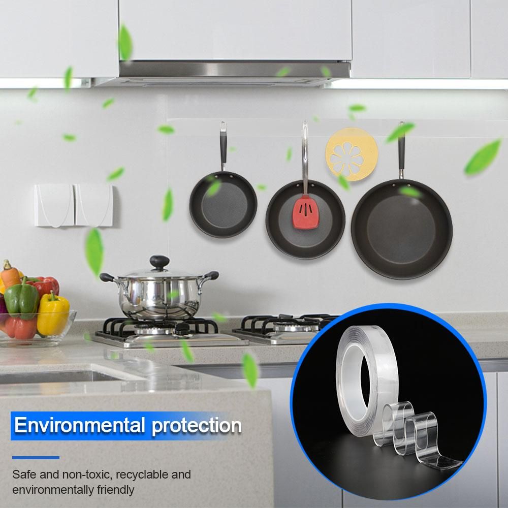 Heavy Duty Nano Grip Tape 2 Pack | Reusable Double-Sided Transparent Adhesive Wall Mount Tape