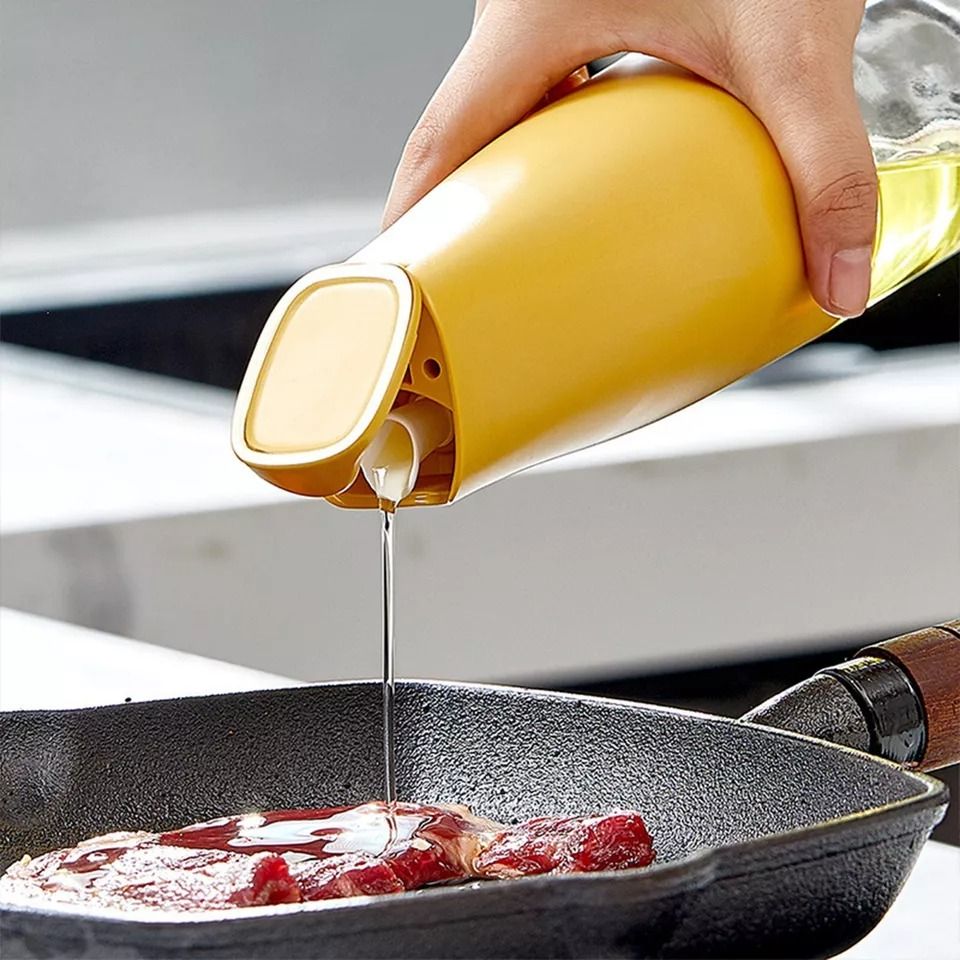 Glass Cooking Oil Dispenser Bottle with Precision Pour Spout | Leakproof Olive Oil & Vinegar Bottle