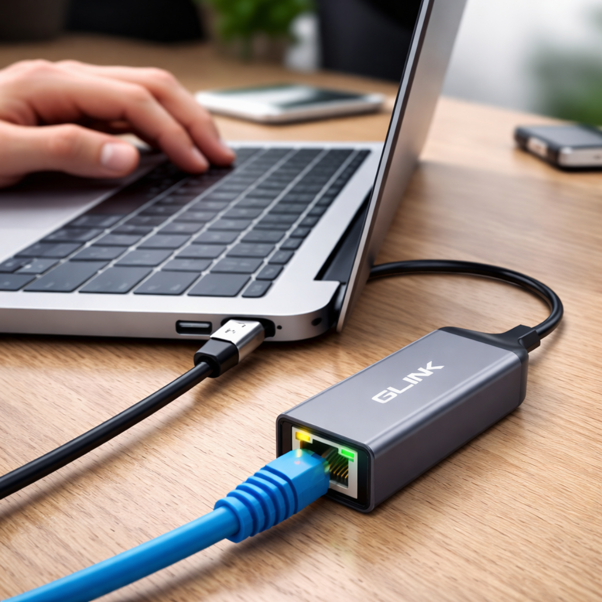 GLINK USB Type-C to RJ45 Gigabit Ethernet Adapter | USB-C to LAN Network Adapter 1000Mbps