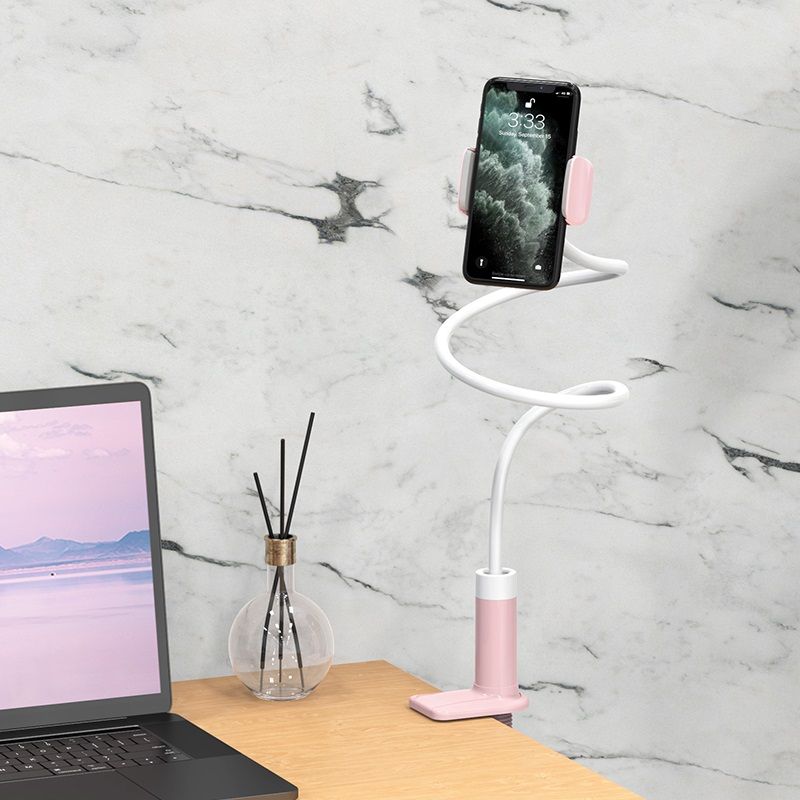 Flexible Mobile Phone Stand with Adjustable Gooseneck & 360° Rotating Clamp | Universal Desk & Bed Holder