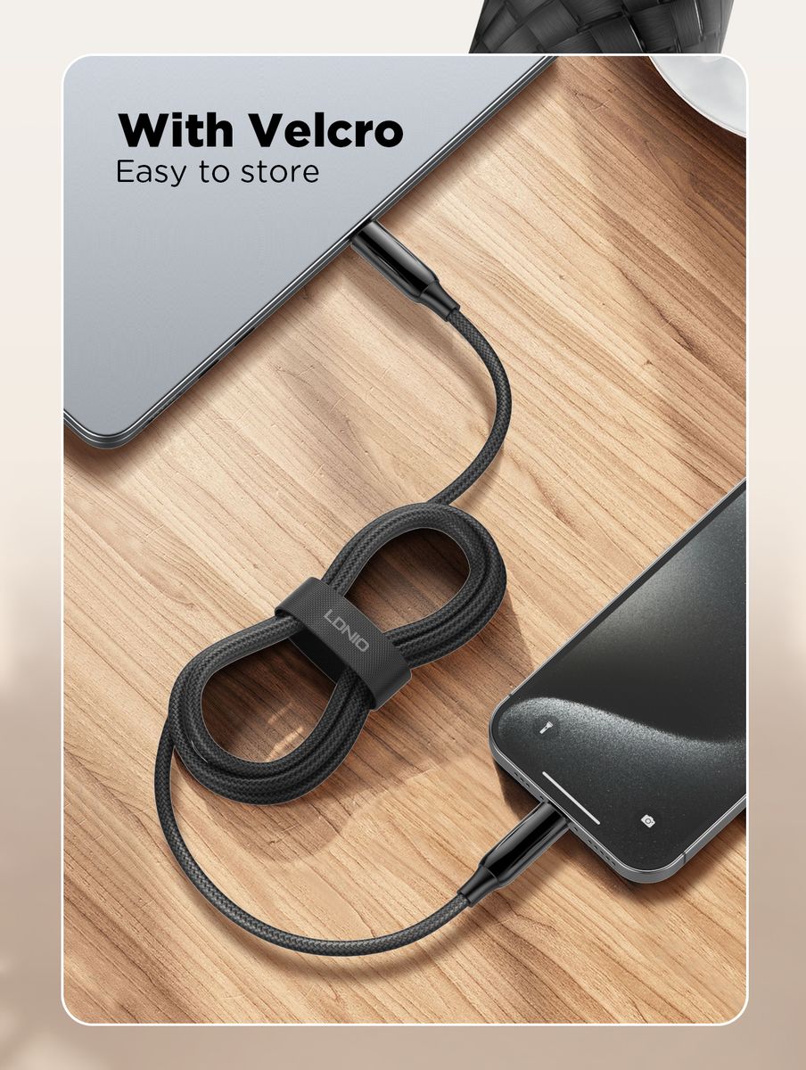 LDNIO LC921C 240W USB-C to USB-C Fast Charging Cable | PD 3.1 Type-C Data Cable 1M for MacBook, iPhone 15/16 & Android