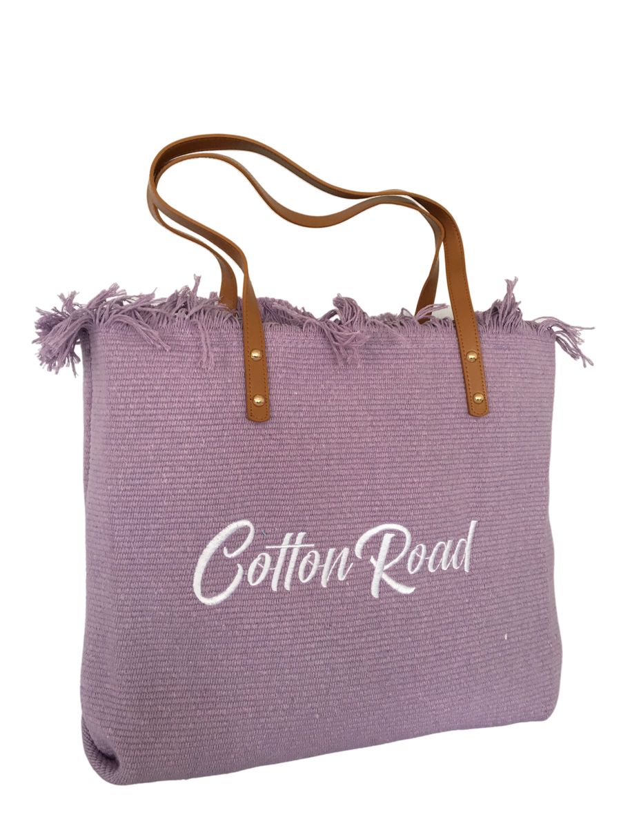 Cotton Road 15L Pure Cotton Tapestry Beach Bag - Black Large Shoulder Tote