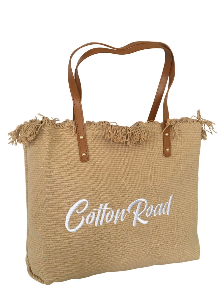 Cotton Road 15L Pure Cotton Tapestry Beach Bag - Black Large Shoulder Tote
