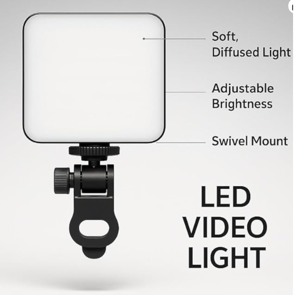 M88 LED Video Light | Portable Rechargeable Clip-On Fill Light | 3 Color Modes & Adjustable Brightness | USB Light for Phone, Laptop, Camera, Vlogging & Live Streaming