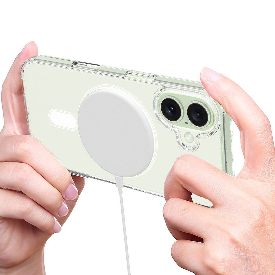 MagSafe Clear Case for iPhone 16 Plus | Transparent Magnetic Shockproof Protective Cover with Anti-Scratch Back