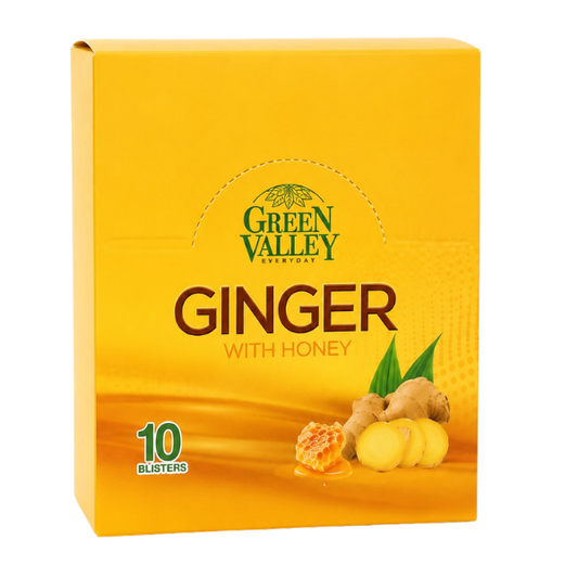 Green Valley Ginger & Honey Lozenges | Herbal Ginger Honey Lozenges – 10 Blister Packs