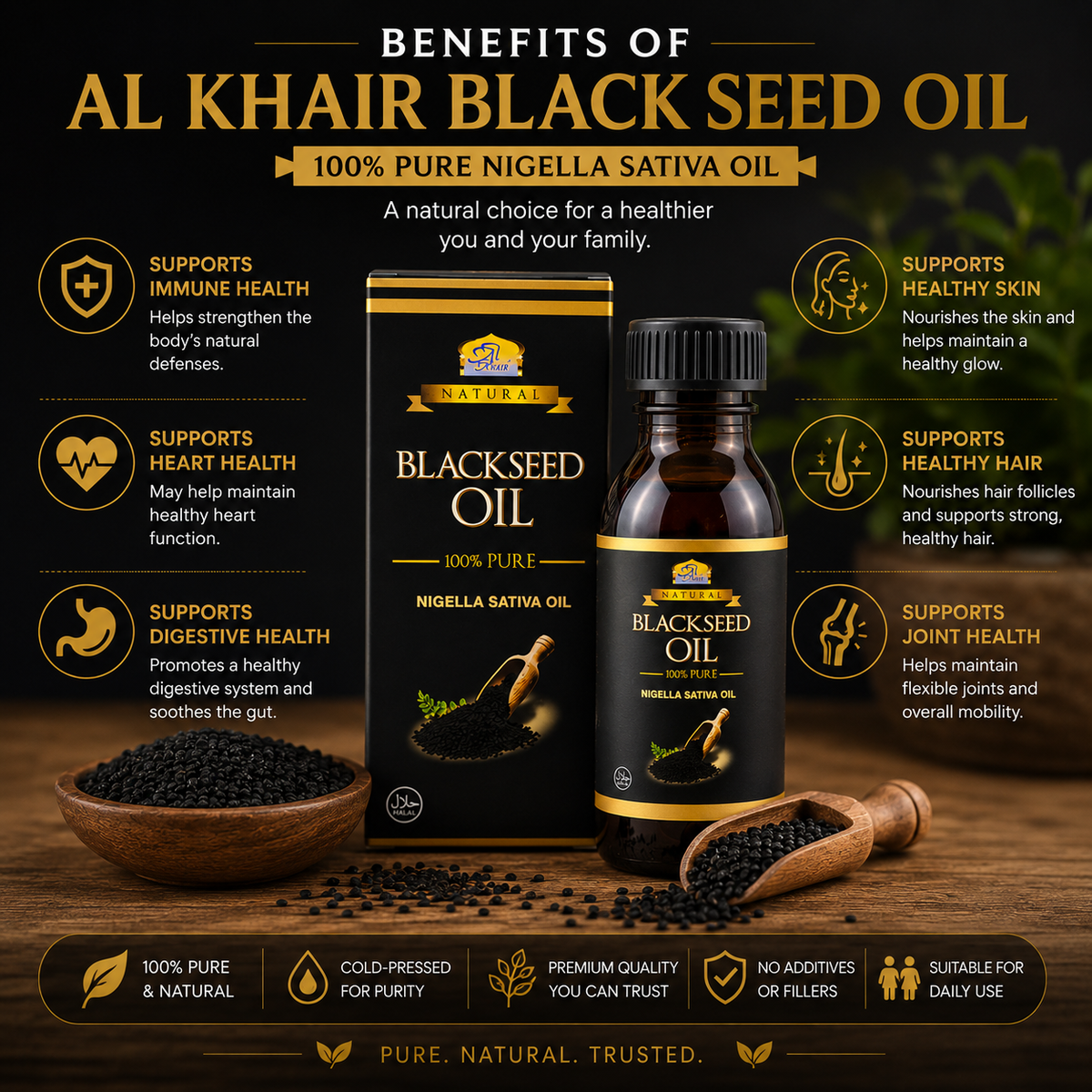 AL Khair Black Seed Oil 125ml - 100% Pure Nigella Sativa Oil | Premium Cold Pressed Kalonji Oil
