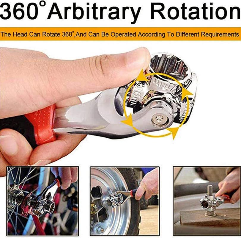 Universal 48-in-1 Multi-Function 360° Rotating Socket Wrench – Adjustable Universal Spanner Tool for Car, Bike & Home Repair