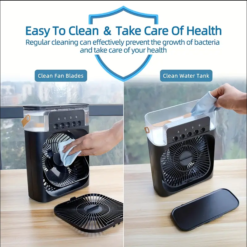 Mini Personal Air Cooler Fan with Portable Handle - Compact Desktop Cooling Fan