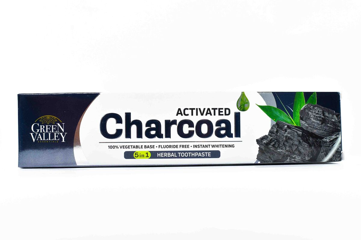 Green Valley Activated Charcoal Toothpaste 185g – Natural Teeth Whitening, Fresh Breath & Herbal Oral Care