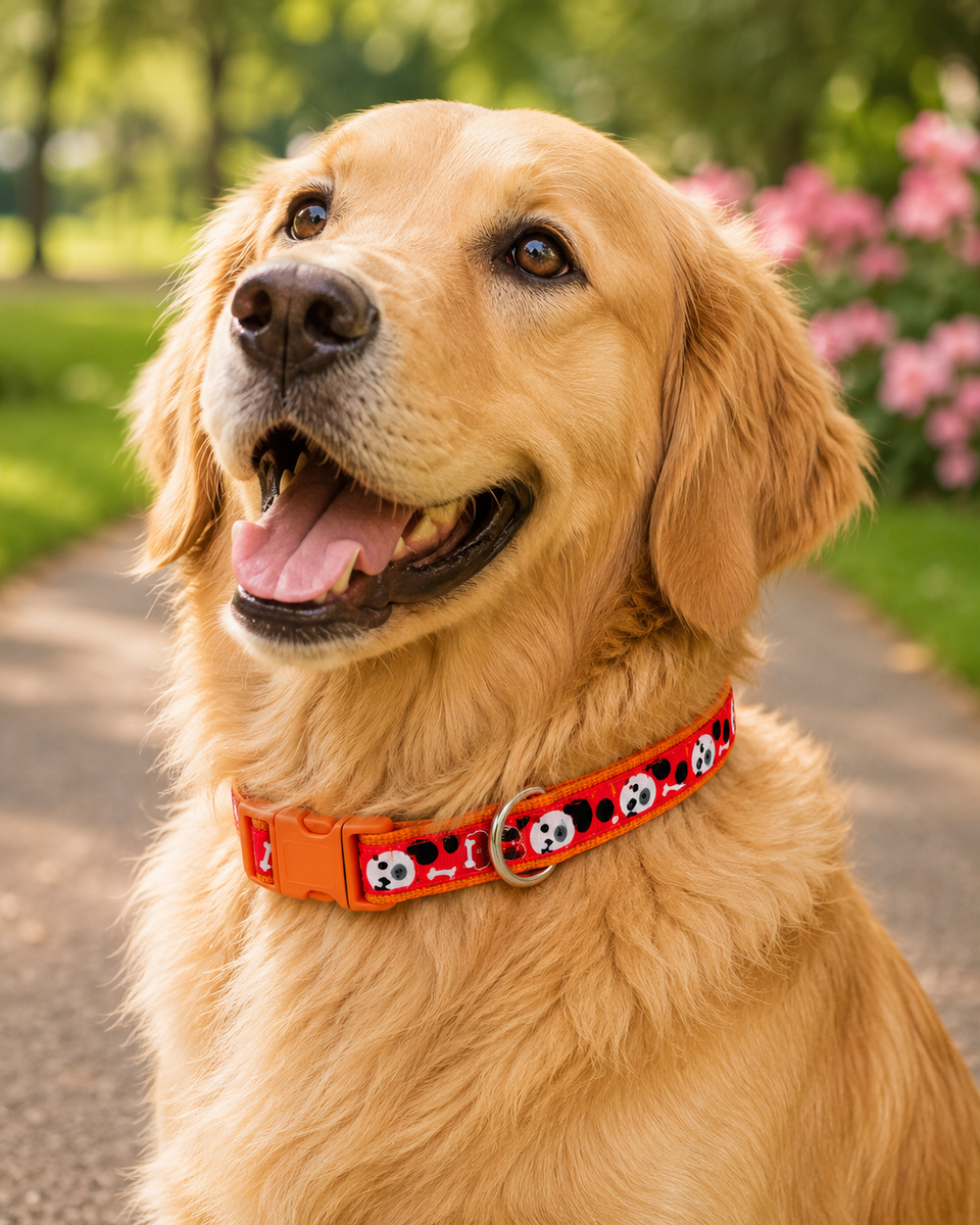 Adjustable Dog Collar 2.5cm Wide with Quick-Release Buckle & Metal D-Ring – Comfortable Puppy & Dog Collar