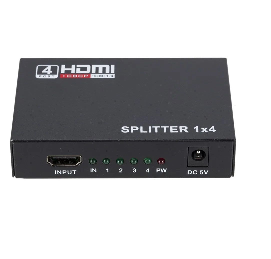 HDMI Splitter 1 In 4 Out 1080P Full HD | HDMI 1x4 Distribution Amplifier for TV, Monitor & Projector | Plug & Play