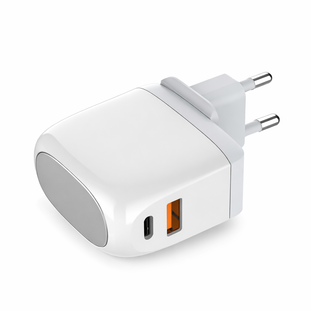 LDNIO A2522C 30W Dual Port Fast Wall Charger with USB-C to USB-C Cable | PD + QC 3.0 USB-C & USB-A Charger with LED Display