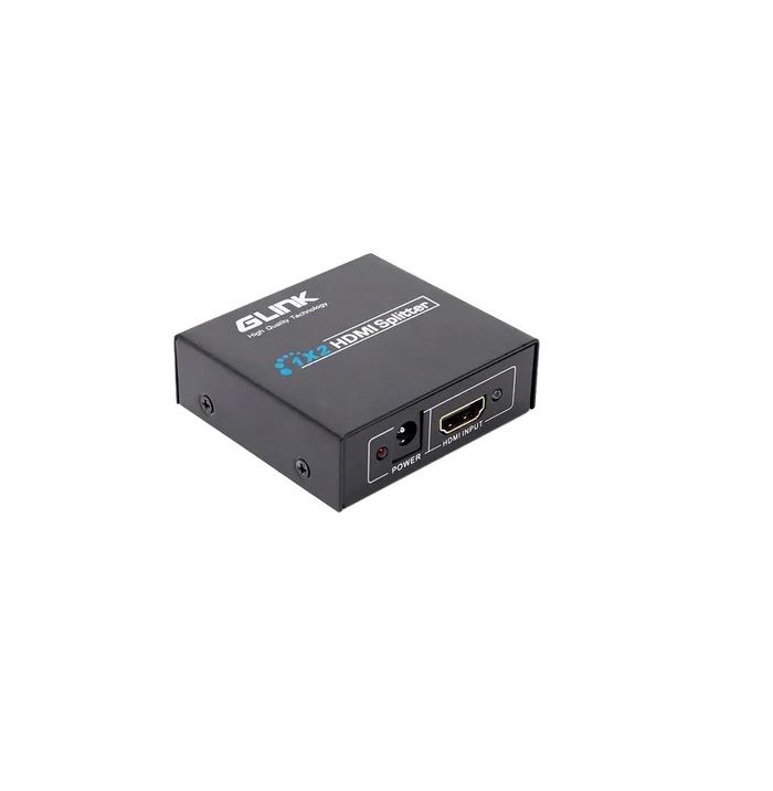 GLINK GLSP-012 HDMI Splitter 1 Input 2 Outputs | Full HD 1080P & 4K@30Hz HDMI Signal Splitter with Power Adapter