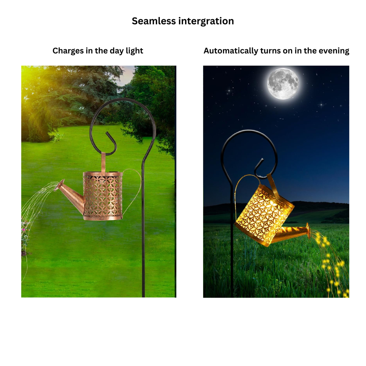 Outdoor Solar Watering Can Garden Light with LED Fairy String Lights | Waterproof Decorative Landscape Stake Lamp