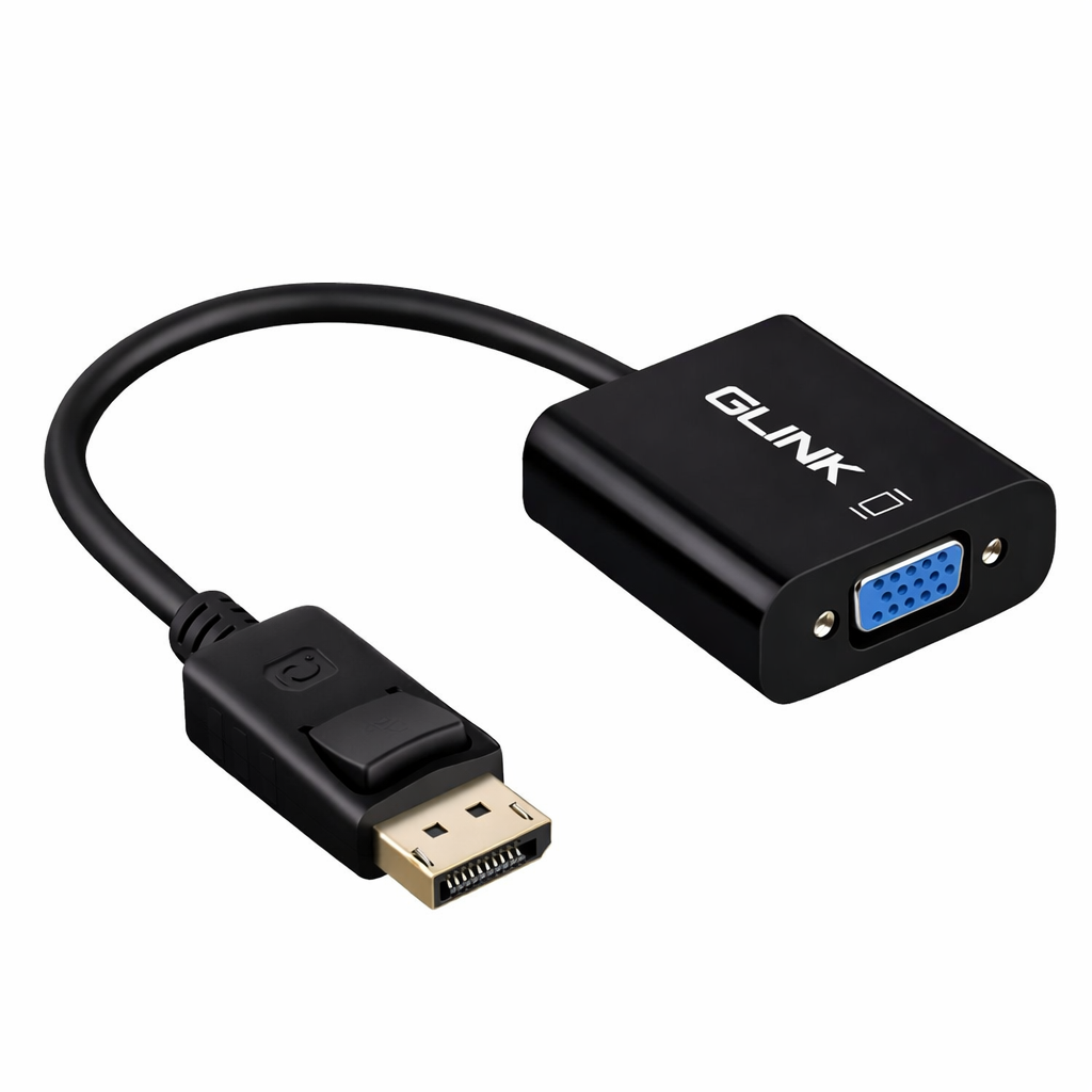 GLINK GL-002 DisplayPort to VGA Adapter | DisplayPort Male to VGA Female Converter | Full HD 1080P Video Adapter