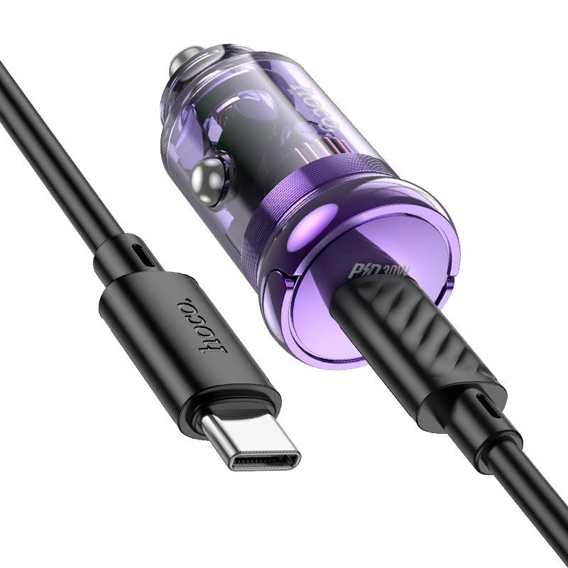 HOCO Z53 30W PD Fast Car Charger | USB-C & USB-A Metal Car Charging Adapter for iPhone, Samsung & Android